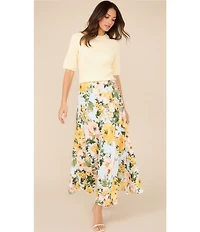 1. STATE Floral Satin Maxi A-Line Skirt