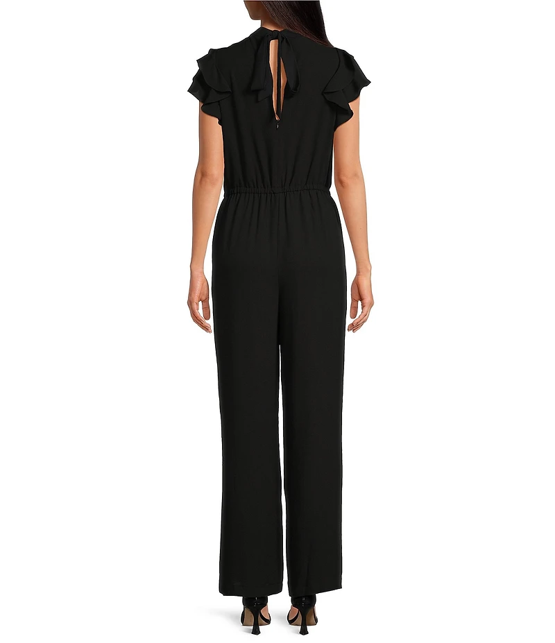 1. STATE Flutter Sleeve Mock Neck Ruffle Jumpsuit