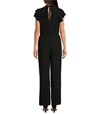 1. STATE Flutter Sleeve Mock Neck Ruffle Jumpsuit