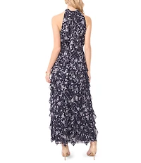1. STATE Halter Neck Sleeveless Cascading Ruffle Maxi Dress