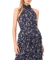 1. STATE Halter Neck Sleeveless Cascading Ruffle Maxi Dress