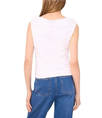 1. STATE Knit Boat Neck Sleeveless Ruched Top