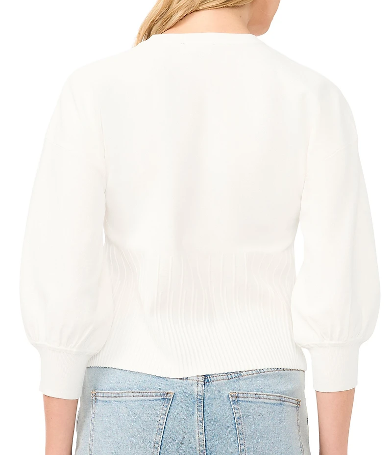 1. STATE Knit V-Neck 3/4 Sleeve Ribbed Cardigan