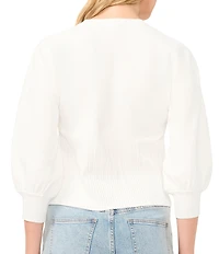 1. STATE Knit V-Neck 3/4 Sleeve Ribbed Cardigan