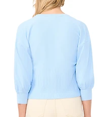 1. STATE Knit V-Neck 3/4 Sleeve Ribbed Cardigan