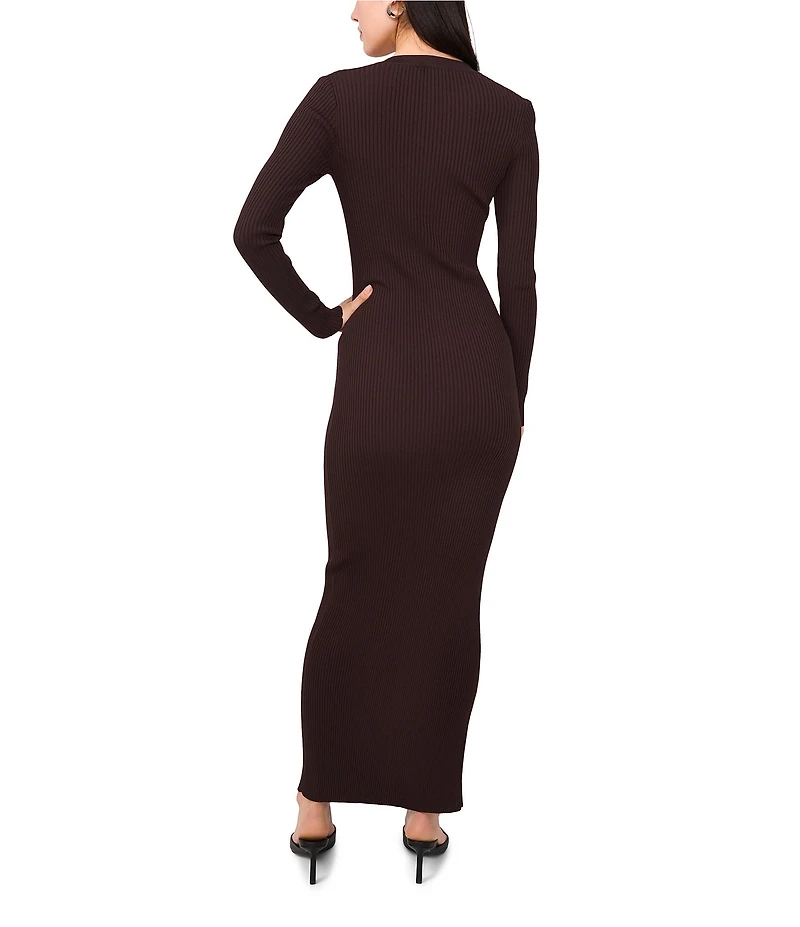 1. STATE Knit V-Neck Long Sleeve Button Front Dress