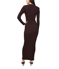 1. STATE Knit V-Neck Long Sleeve Button Front Dress