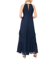 1. STATE Knit V-Neck Sleeveless Maxi Ruffle A-Line Dress