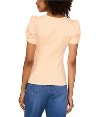 1. STATE Knotted Crew Neck Short Puff Sleeve Top