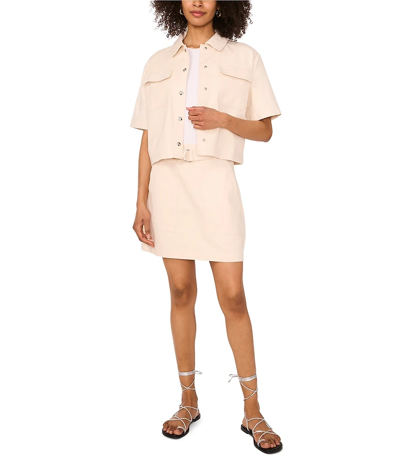 1. STATE Linen Blend Belted Mini Pencil Skirt