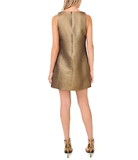 1. STATE Metallic Round Neck Sleeveless Mini Shift Dress