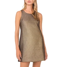 1. STATE Metallic Round Neck Sleeveless Mini Shift Dress