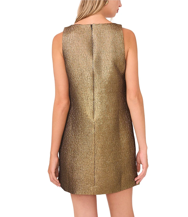 1. STATE Metallic Round Neck Sleeveless Mini Shift Dress