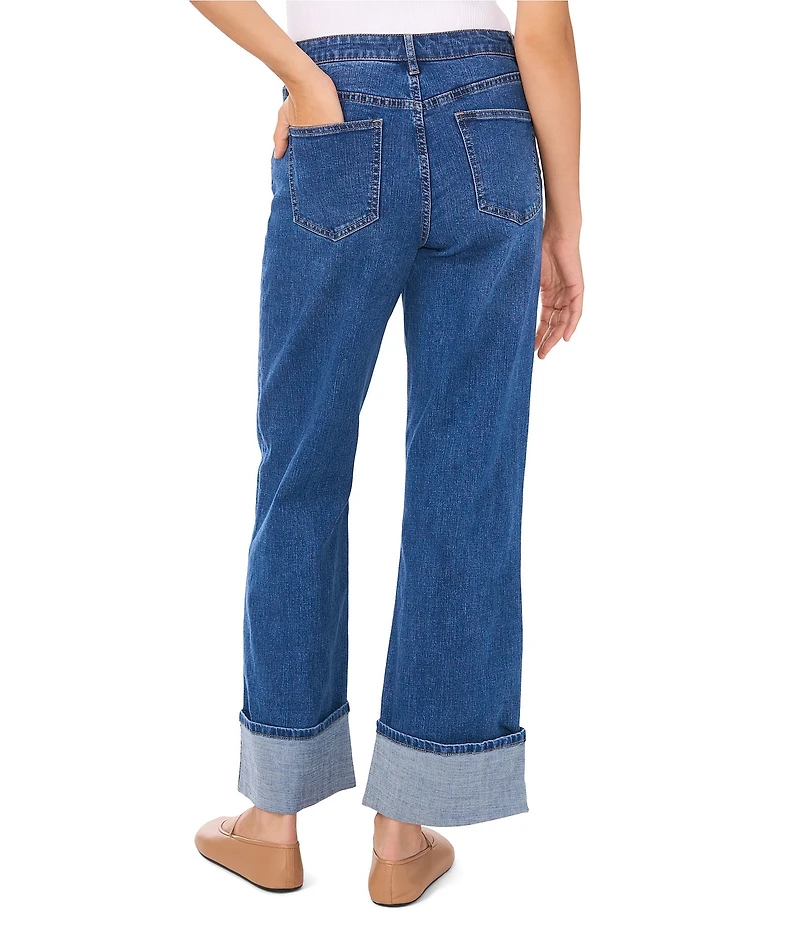 1. STATE Mid Rise Wide Leg Roll Cuff Denim Jeans