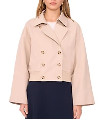 1. STATE Notch Lapel Long Sleeve Cropped Trench Jacket