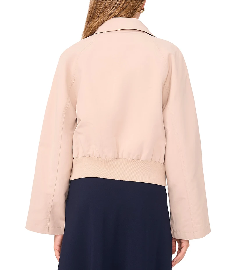 1. STATE Notch Lapel Long Sleeve Cropped Trench Jacket