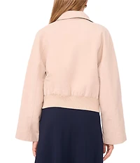 1. STATE Notch Lapel Long Sleeve Cropped Trench Jacket