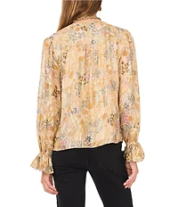 1. STATE Paisley Print Long Sleeve V Neckline Blouse