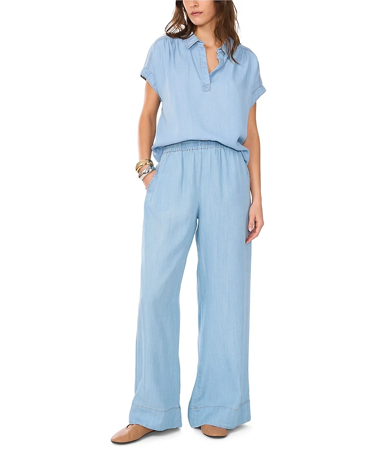 1. STATE Point Collar Short Sleeve Blouse