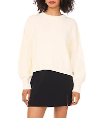 1. STATE Ribbed Knit Round Neck Long Dolman Sleeve Sweater
