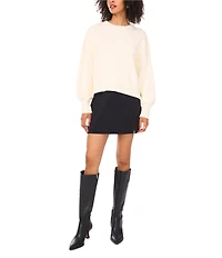 1. STATE Ribbed Knit Round Neck Long Dolman Sleeve Sweater