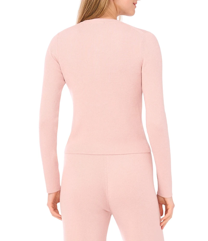 1. STATE Round Neck Long Sleeve Button Down Cardigan