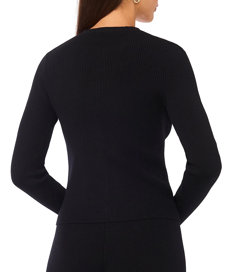 1. STATE Round Neck Long Sleeve Button Down Cardigan