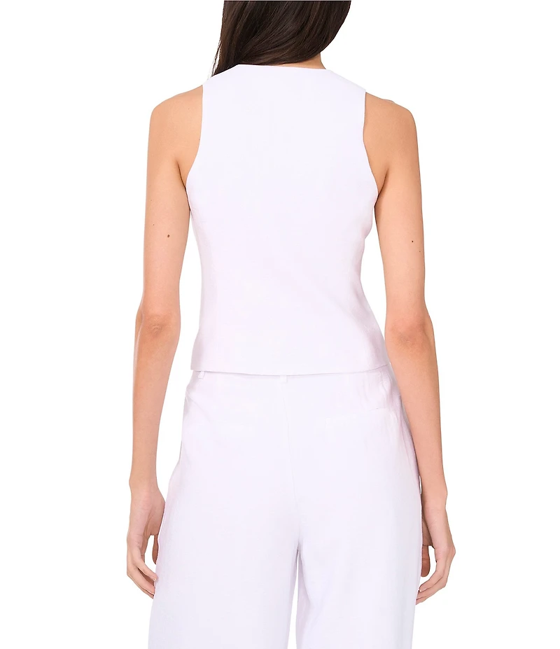 1. STATE Rumple Button Front V-Neck Coordinating Sleeveless Vest