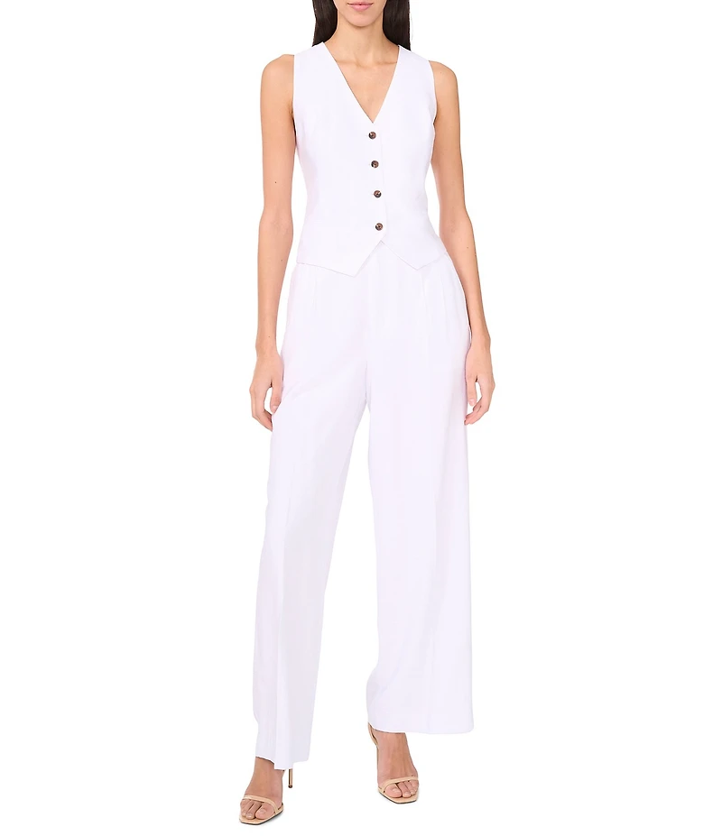 1. STATE Rumple Button Front V-Neck Coordinating Sleeveless Vest