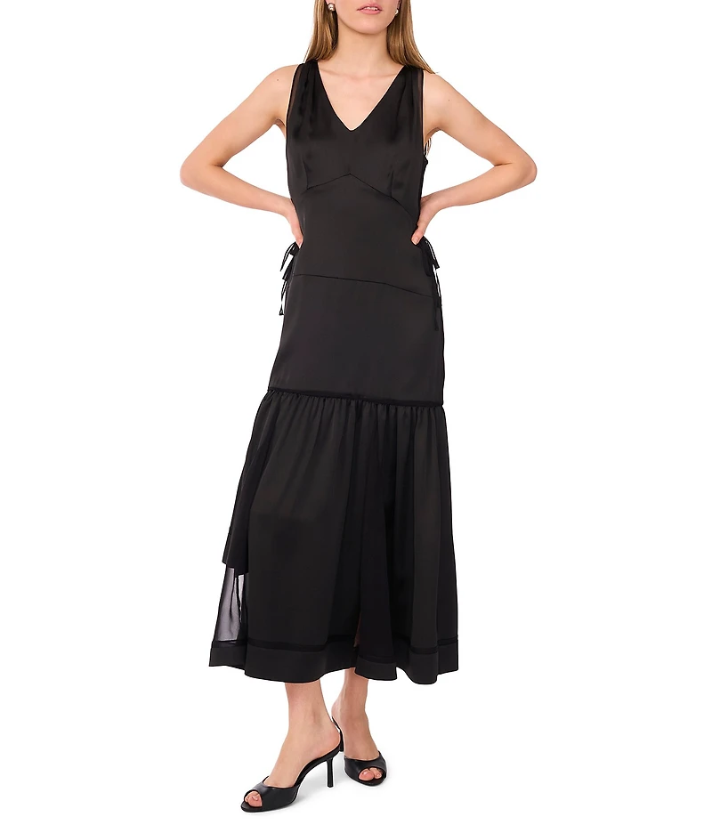 1. STATE Sleeveless V-neck Asymmetric Maxi Dress
