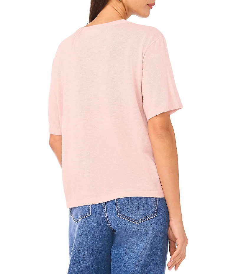 1. STATE Solid Crew Neck Pocket Short Sleeve Top