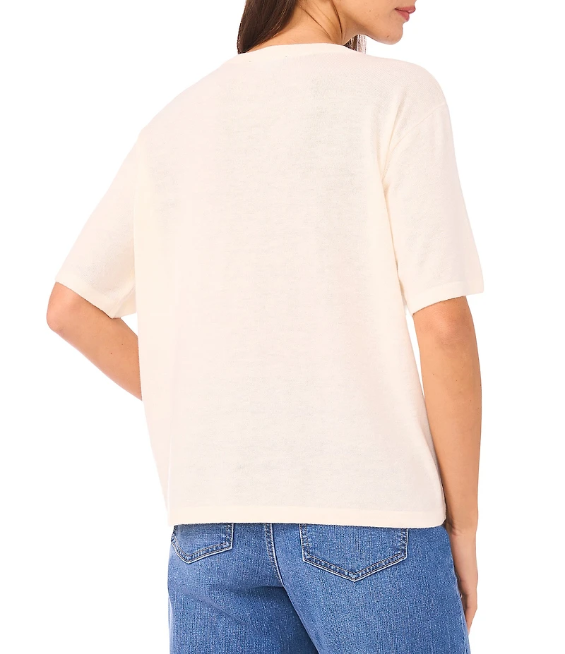 1. STATE Solid Crew Neck Pocket Short Sleeve Top