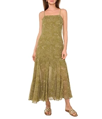 1. STATE Square Neck Sleeveless Godet Midi Dress
