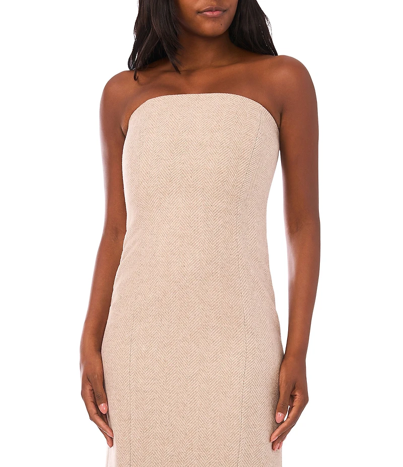 1. STATE Strapless Herringbone Sheath Dress
