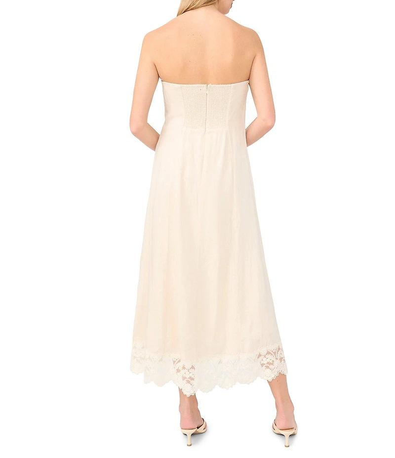 1. STATE Strapless Linen Maxi Dress with Trim at Hemline