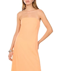 1. STATE Strapless Linen Blend Smocked Back Pocketed A-Line Maxi Dress