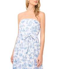 1. STATE Toile Print Square Neck Strapless Maxi A-Line Dress