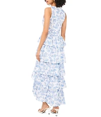 1. STATE Toile Print V-Neck Sleeveless Ruffle Midi A-Line Dress