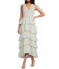 1. STATE V-Neck Sleeveless Ruffle Maxi Dress
