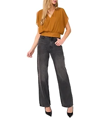 1. STATE V-Neck Cold Shoulder Draped Blouse
