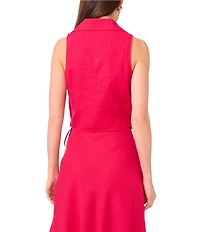 1. STATE Coordinating V-Neck Collared Sleeveless Side Tie Wrap Top
