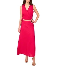 1. STATE Coordinating V-Neck Collared Sleeveless Side Tie Wrap Top