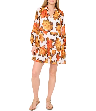 1. STATE V-Neck Long Sleeve Floral Mini Dress