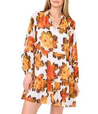 1. STATE V-Neck Long Sleeve Floral Mini Dress
