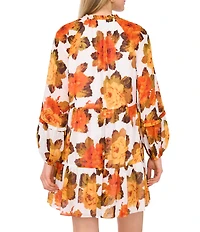 1. STATE V-Neck Long Sleeve Floral Mini Dress