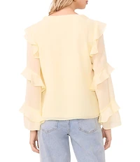 1. STATE V-Neck Long Sleeve Ruffle Top