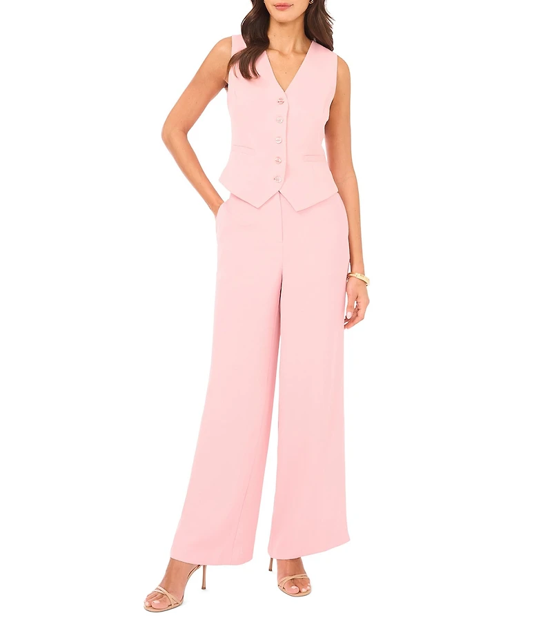 1. STATE V-Neck Sleeveless Button Front Coordinating Vest