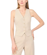 1. STATE V-Neck Sleeveless Button Up Coordinating Vest