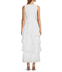 1. STATE V-Neck Sleeveless Cascading Ruffle Maxi A-Line Maxi Dress