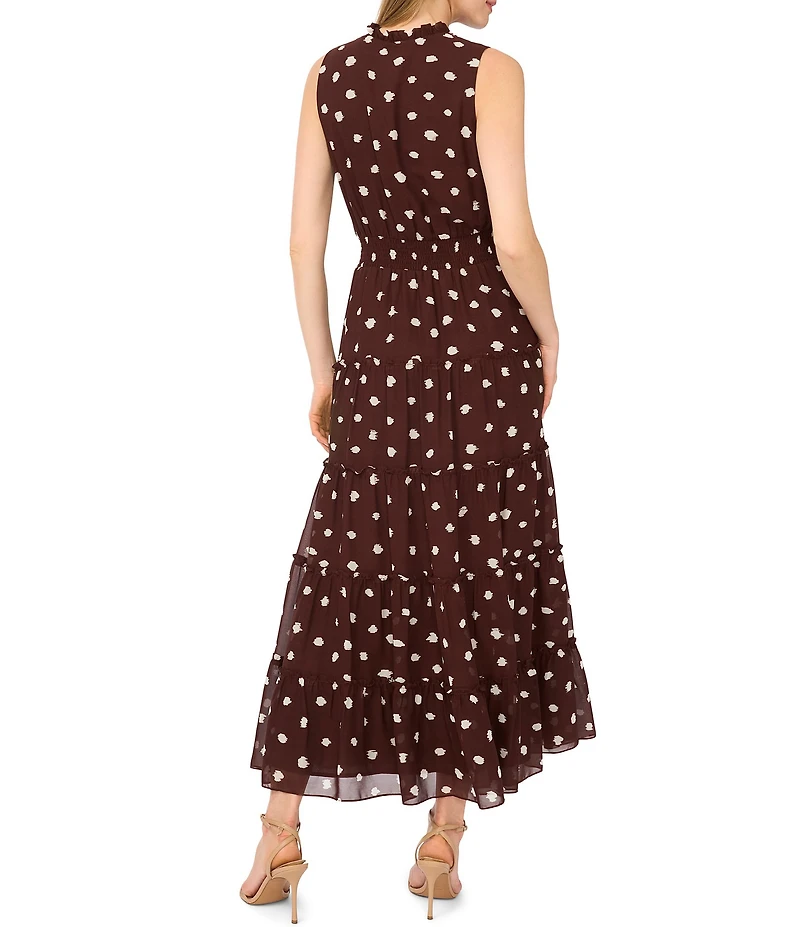 1. STATE V-Neck Sleeveless Dotted Maxi Dress